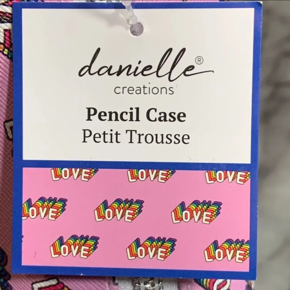 PINK PENCIL CASE WITH RAINBOW 